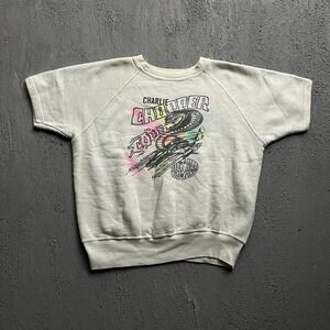 Vintage Vietnam War Airbrush Sweatshirt Medium White 60s Charlie Chopper Ed Roth